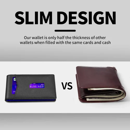 Miniatura 6 de SHOUCANGAR Billeteras para hombre delgadas con 11 ranuras para tarjetas, billetera RFID minimalista con bolsillo frontal, cartera de tarjetas
