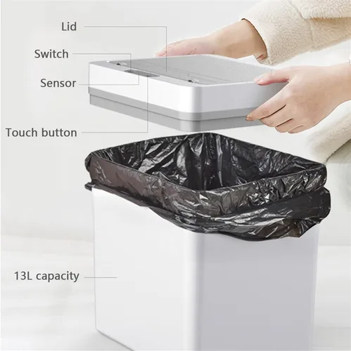 Miniatura 5 de TOMYEUS Cubo de basura automático con sensor de movimiento, cubo de basura eléctrico inteligente, cubo de basura para el hogar, cubo de basura