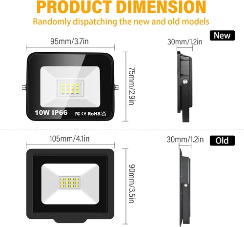 Miniatura 2 de SKYWORLD Paquete de 2 focos LED de 10 W para exteriores, luces de seguridad de 1000 lúmenes, lámpara exterior de 6000 K, luz blanca diurna, IP66