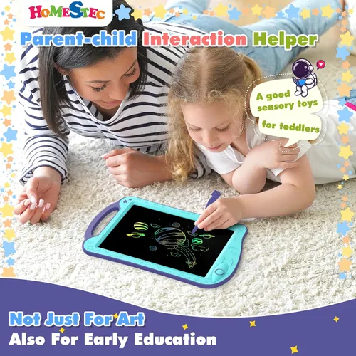 Miniatura 8 de [Certificado por ClimatePartner] HOMESTEC Astrodraw - Bloc de dibujo LCD colorido para niños, tablero de garabatos para niños de 3, 4, 5, 6 años
