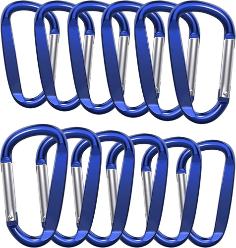 Miniatura 11 de Clips de mosquetón de aluminio de 3 ", hebilla de gancho de mosquetón de llavero con forma de anillo D 12PCS