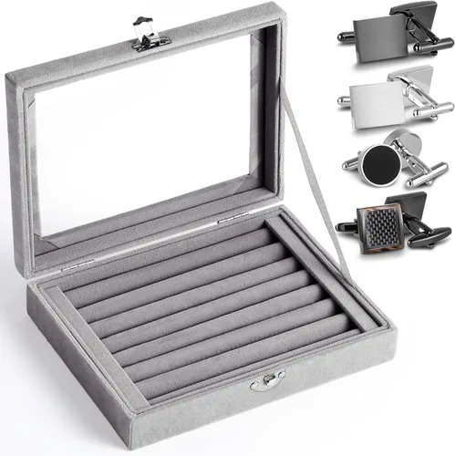 Quelay La caja de gemelos para hombre incluye 412 pares de gemelos, vitrina de joyería con hebilla de metal para hombres, regalo de boda y negocios