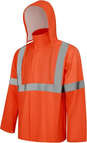 Miniatura 8 de Abrigo y Pantalones de Lluvia de Alta Visibilidad, Traje de Lluvia de Alta Visibilidad para Hombres, Chaqueta Impermeable con Capucha, Equipo