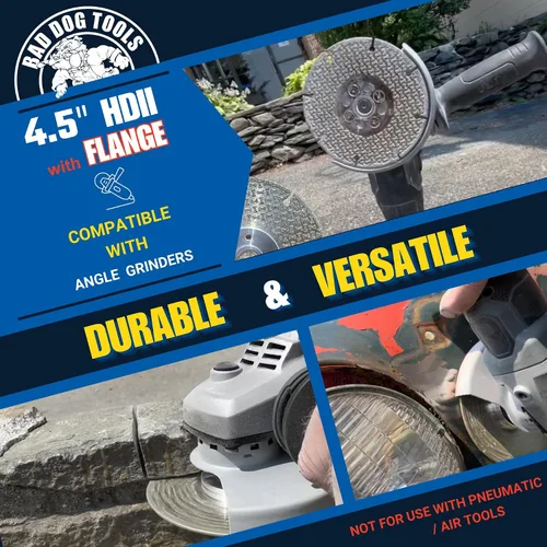 Miniatura 3 de Bad Dog Tools 4.5” Disco de brida Deux (HDII) de diamante para molienda *a ras*, lijado y corte. Uso en hierro, acero, latón, azulejo, piedra