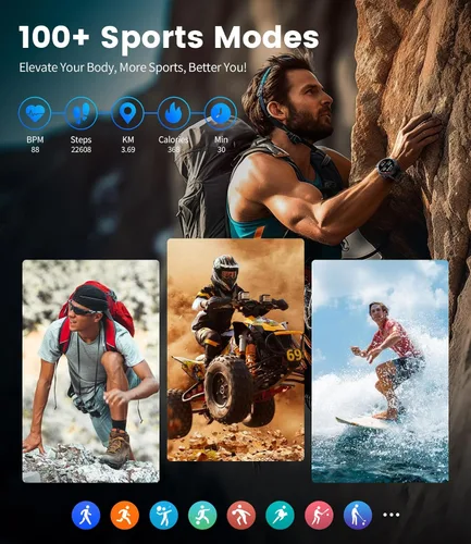 Miniatura 7 de LIGE EF1 - Relojes inteligentes para hombre, 1.43 pulgadas AMOLED Smartwatch con frecuencia cardíaca 24/7 para Android iOS, más de 170 modos