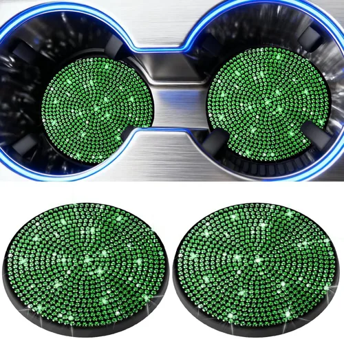 Miniatura 13 de BFXM 2 piezas de portavasos brillantes, portavasos antideslizantes de silicona con diamantes universales de 2.75 pulgadas, accesorios brillantes