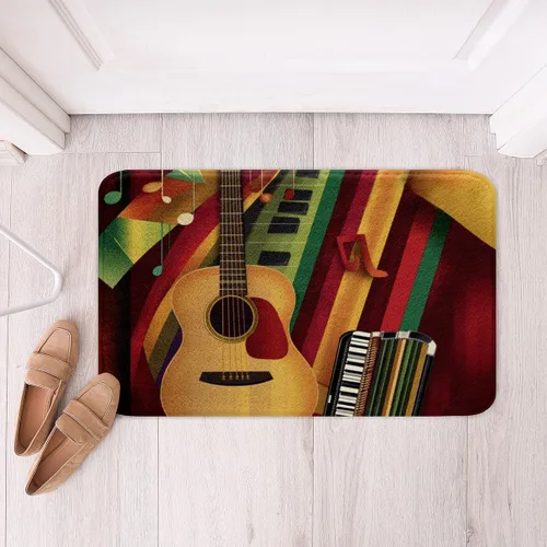 Miniatura 11 de Alfombra de baño de guitarra roja, antideslizante con música hip pop, decoración del hogar, para interiores y niñas, diseño de guitarra roja, tapete