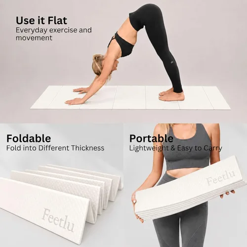 Miniatura 6 de Esterilla plegable para ejercicios de yoga, ligera, antideslizante y fácil de almacenar para yoga, pilates, entrenamientos en casa y ejercicios