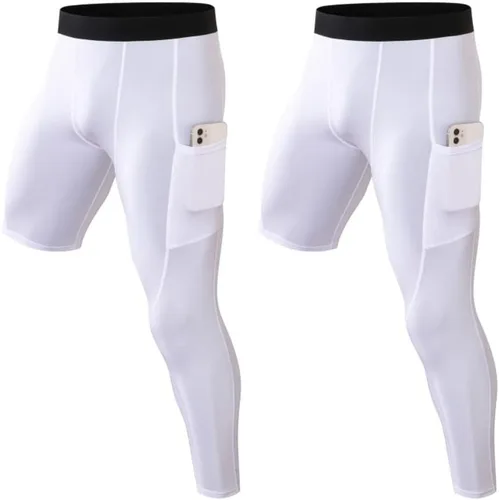 Miniatura 28 de Pantalones de compresión para hombre, mallas de compresión de una pierna para baloncesto, capri 3/4, leggings atléticos, capa base de secado fresco