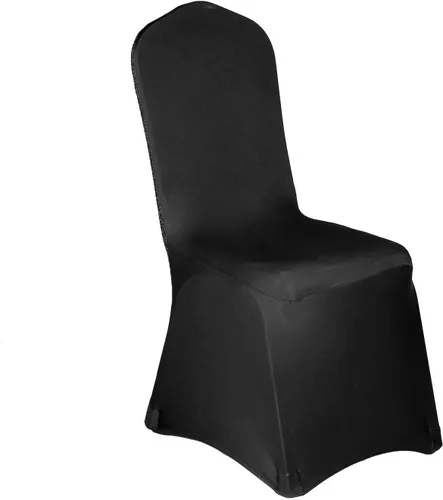 Miniatura 4 de Tableclothsfactory Funda elástica para silla de banquete de elastano negro con brillo metálico para eventos de comedor para banquete de boda