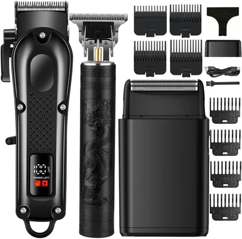 Juego de cortapelos para hombres, cortapelos y recortadoras y afeitadora eléctrica de aluminio, herramientas de corte de pelo para cortes de pelo en