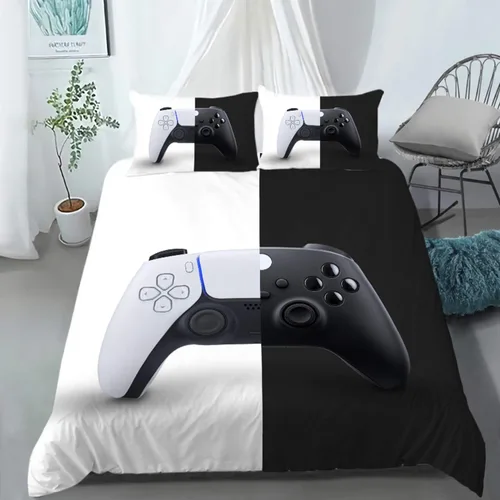 Miniatura 8 de AILONEN - Ropa de cama con estampado de control de videojuegos, para niños, funda de edredón, supersuave y resistente a la decoloración, 3 piezas