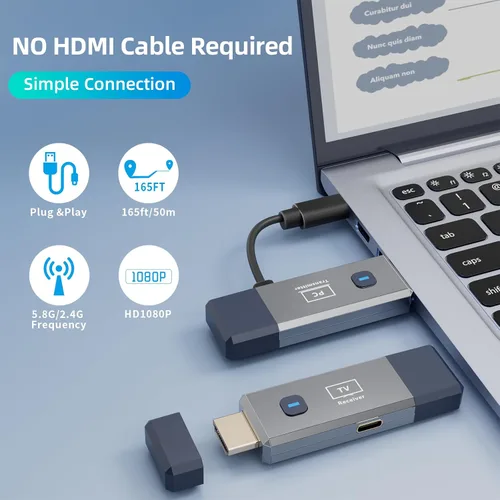Miniatura 2 de Transmisor y receptor HDMI inalámbrico, HDMI inalámbrico de 165 pies/164.0 ft para entrada de decodificación 4K, salida de 1080P, Plug & Play