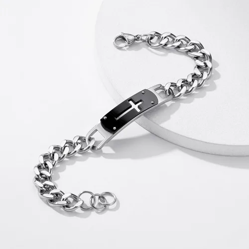 Miniatura 8 de Pulsera de cruz para hombres y niños, pulsera de cadena de cruz cubana de acero inoxidable, versículo de la Biblia, regalo de joyería cristiana