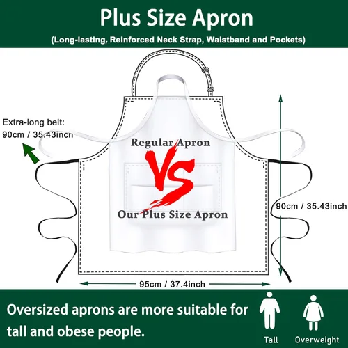 Miniatura 2 de 2 Pack Plus Size Chef Apron, Large Adjustable Aprons with Pockets for Men Women Waiter Waitress, Black White (XXXL)