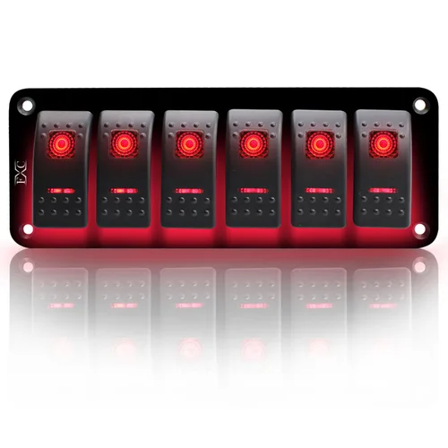 Miniatura 24 de FXC - Panel de interruptor basculante de aluminio de 6 bandas, interruptores de palanca de 5 pines encendido/apagado, 2 LED retroiluminados