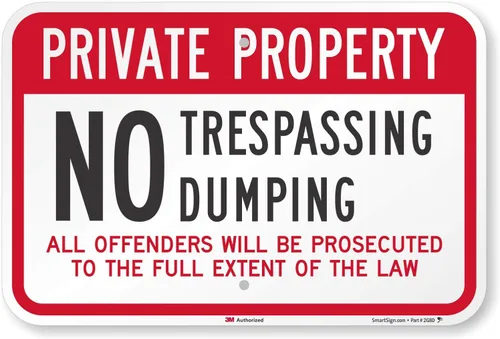 SmartSign - K-7872-EG-12x18 "Propiedad Privada - No Trespassing, Dumping" Letrero | 12" x 18" 3M Aluminio Reflectante de Grado Ingeniero Negro/Rojo