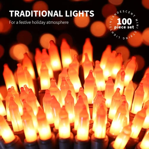 Miniatura 4 de 100 LUCES Naranja Extra-Brillantes con Conectores de Extremo, Luces Decorativas de Halloween, 5.98m, Mini Juego de Luces de Cadena Certificadas UL