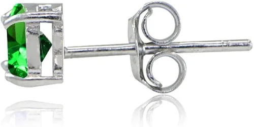Miniatura 2 de Pendientes de tuerca de plata de ley auténticos o creados con piedras preciosas de corte trillón