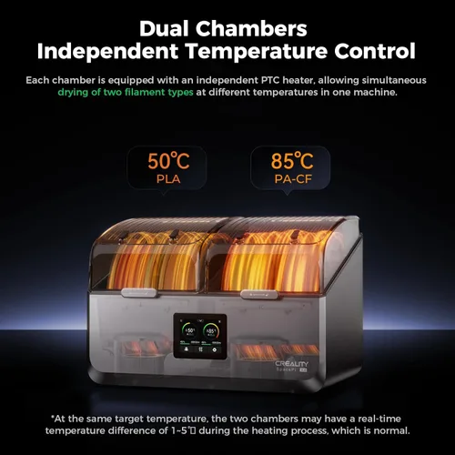 Miniatura 5 de Creality Space Pi X4 Secador de Filamento, Caja Secador de Filamento de 4 Carretes con Cámaras de Calentamiento Independientes Duales, Deshidratador