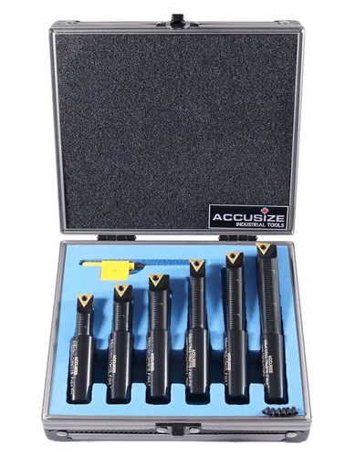 Miniatura 12 de AccusizeTools - Vástago redondo 3/4 pulgadas, 75 pulgadas, 90 grados, juego de barra de mandrinar indexable, # 2627-9108