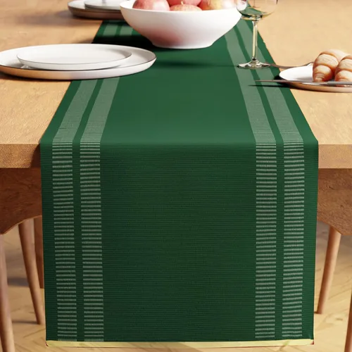 Miniatura 14 de Encasa XO Camino de mesa de comedor de 13 x 72 pulgadas Algodón acanalado fino teñido con hilo Azul escalera Lavable a máquina Escalera Azul
