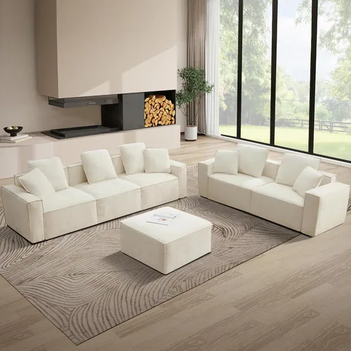 Miniatura 12 de WILLOVE Juego de sofá modular modular, sofá nube de felpilla con reposabrazos anchos y 8 almohadas, sofás de asiento profundo para sala de estar, 4