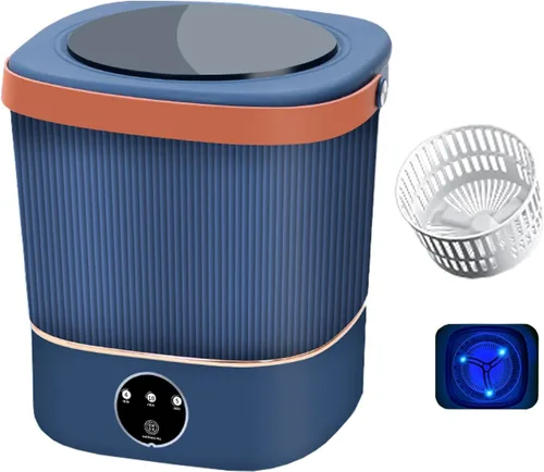 Lavadora portátil, pequeña lavadora, lavadora para bebés, gran capacidad de actualización de 12 litros, para camping, caravana, viajes, espacios Azul