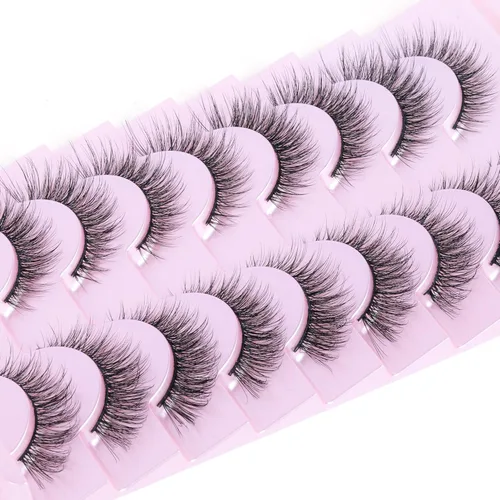 Miniatura 6 de Kit de Pestañas Naturales con Pegamento para Pestañas, Pestañas Postizas 3D, Finas, de Ojo de Gato, de 12mm, Cortas, con Pegamento para Pestañas