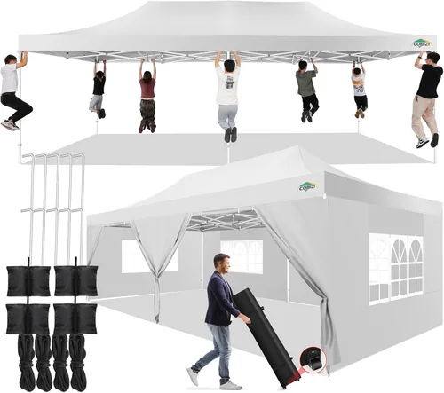 Miniatura 18 de COBIZI Carpa Toldo Emergente de 10x10 pies, Toldo de 10x10 con 4 Paredes Laterales Impermeable de Servicio Pesado Carpa Comercial para Fiestas