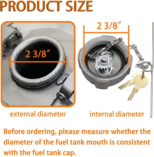 Miniatura 3 de Fokes Tapa de Combustible Diésel con Bloqueo de 2 3/8" Compatible con Freightliner M2 Camiones Semi de Caja Pequeños Tanque de Combustible, Tapa