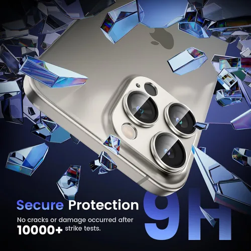 Miniatura 4 de Tensea Protector de lente de cámara para iPhone 16 Pro/iPhone 16 Pro Max/iPhone 15 Pro/iPhone 15 Pro Max, cubierta de vidrio templado de aleación