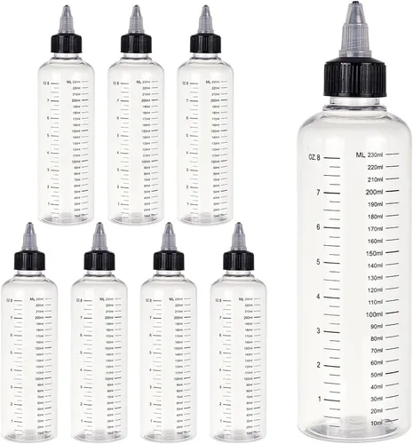 Miniatura 8 de BENECREAT Paquete de 12 botellas dispensadoras de plástico transparente de 3.7 fl oz con tapa giratoria y medición graduada para líquidos, tintas