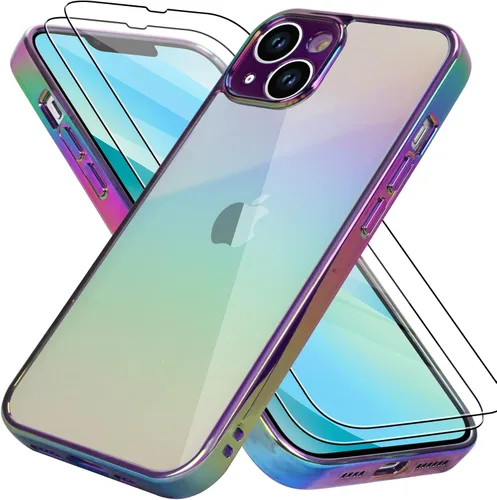 Miniatura 15 de Bonoma Funda magnética para iPhone 13 【Soporte para Magsafe】Protector de cámara de lujo de cristal fluorescente iridiscente con láser brillante + 2