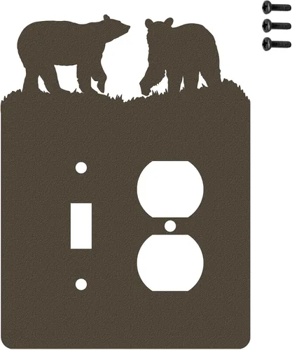 Miniatura 14 de Bear - Placa de pared para interruptor de luz de palanca doble (palanca doble, negro) - Fabricado en Estados Unidos