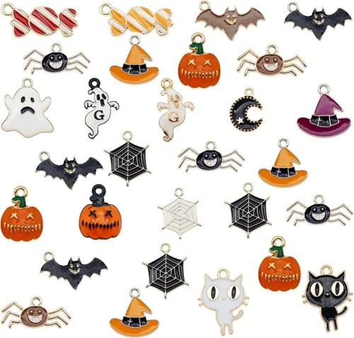 Julie Wang Alloy Pendant for Halloween Thanksgiving Christmas Valentine’s Day Gifts Jewelry Making - Pumpkin, Maple Leaf, Snowflake, Heart Charms