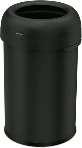Miniatura 10 de simplehuman - Tacho de basura abierto Bullet de 115 litros / 30 galones, grado comercial, acero inoxidable cepillado de calibre pesado