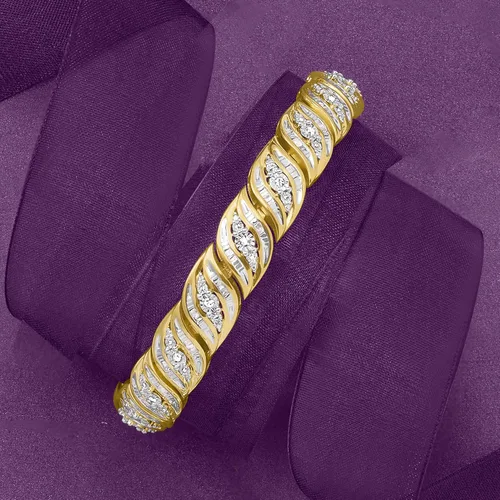 Miniatura 3 de Ross-Simons 1.00 ct. t.w. Diamond Bracelet in 18kt Gold Over Sterling
