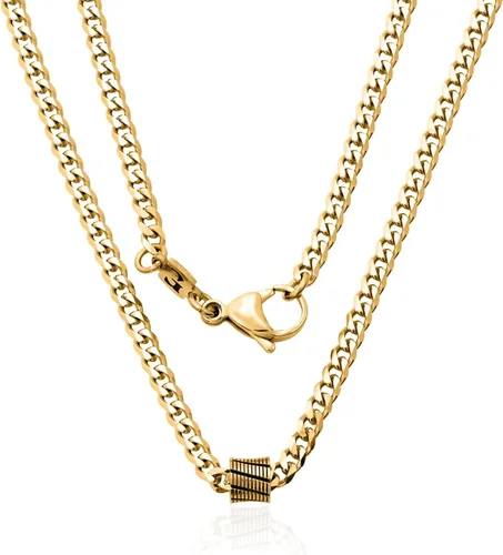 Miniatura 2 de Galis Classic Chains For Men - Cuban Link Chain with Small Bead Pendant, Diamond-Cut Stainless Steel, Waterproof Silver Plated Men's Necklace, Gold