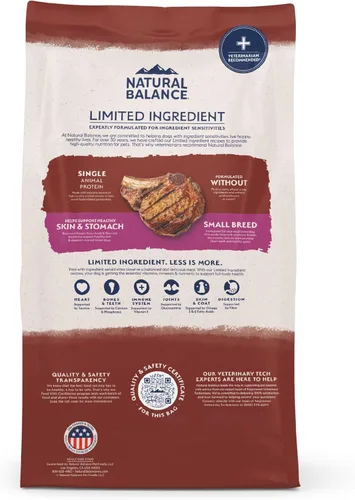 Miniatura 10 de Natural Balance Alimento seco para perros adultos de raza pequeña con ingredientes limitados, granos saludables, carne de res y arroz integral, 4