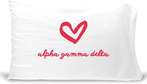 Miniatura 12 de sockprints Funda de almohada Alpha Chi Omega - Nombre de la hermandad con diseño de corazón. Funda de almohada 100% algodón tamaño estándar 20 x 30