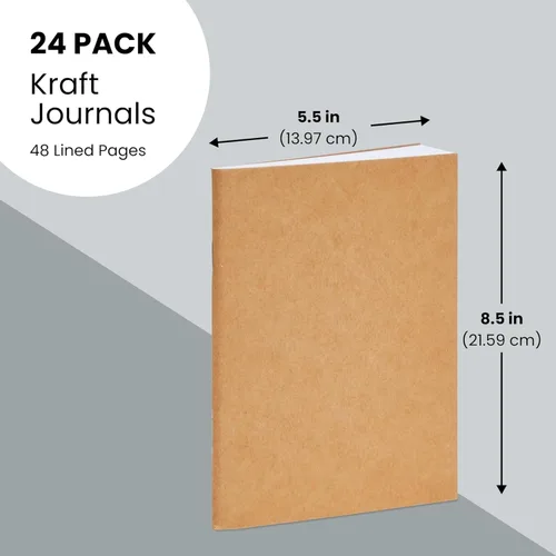Miniatura 3 de Paquete de 24 diarios de papel kraft forrado, 48 páginas cada uno, cuadernos de papel A5 de 5.5 x 8.5 pulgadas a granel para estudiantes, escritura