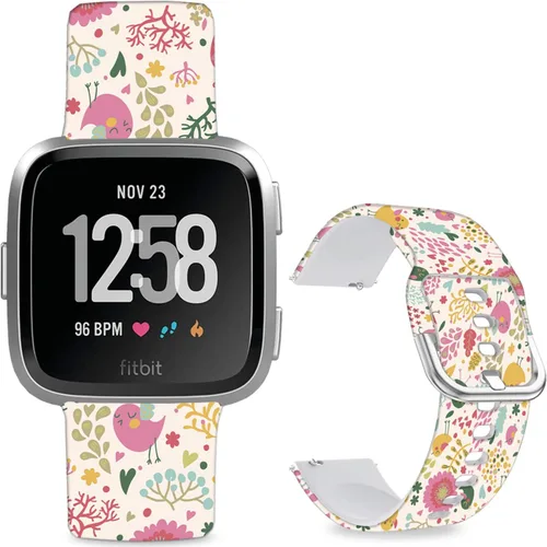 Miniatura 18 de Correas de reloj de silicona suave compatibles con Fitbit Versa 2/Versa/Fitbit Versa Lite/SE, correa de repuesto con bonito patrón floral de 0.98