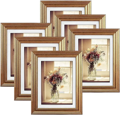 Miniatura 2 de MEBRUDY Paquete de 6 marcos de fotos de 5 x 7 y 6 unidades de 8.5 x 11 pulgadas con paspartú, juego de marcos de fotos dorados para pared o mesa