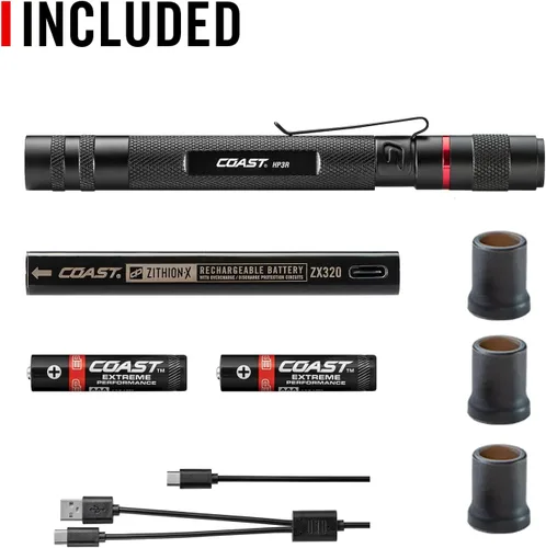 Miniatura 10 de COAST HP3R - Linterna LED recargable de 500 lúmenes con enfoque giratorio, color negro