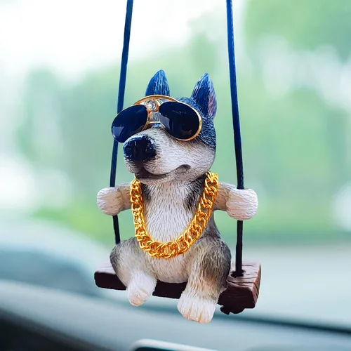 Miniatura 12 de Adorno colgante de coche con diseño de perro oscilante, lindo encanto de bulldog para decorar el auto para mujeres/hombres, pequeños regalos
