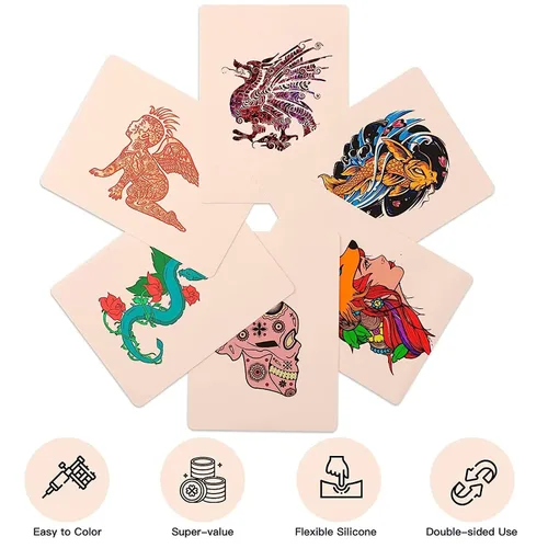 Miniatura 4 de 40 piezas de tatuajes en blanco Skins Practice y Stencil Paper Kit incluye 30 piezas de papel de calco DIY y 10 piezas de doble cara de tatuajes