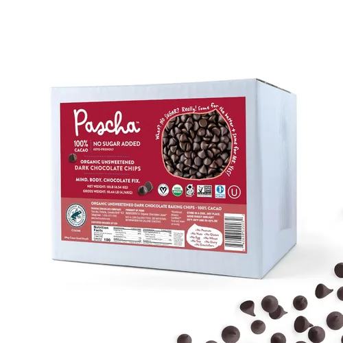 Miniatura 11 de Pascha Chips de Chocolate Semidulce Orgánico a Granel para Hornear 55% Cacao, Sin Alérgenos, Sin OGM, Vegano y de Comercio Justo, 10 Libras