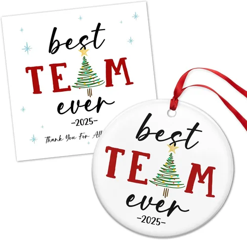 Miniatura 9 de TEEZWONDER Regalos para compañeras de trabajo y amigas - Adornos navideños de cerámica 2025 para decorar el árbol - Regalo de Navidad y cumpleaños