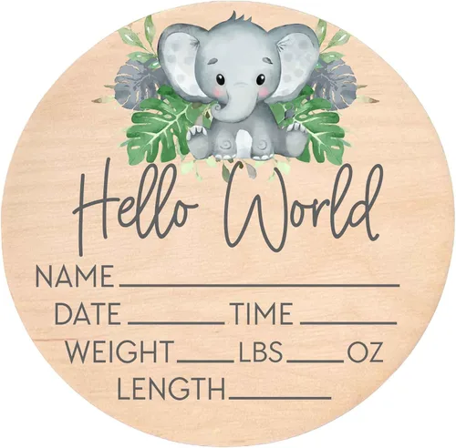 Miniatura 16 de Letrero de recién nacido "Hello World" - Placa de anuncio de nacimiento con nombre de bebé para hospital - Accesorio para fotos - Decoración